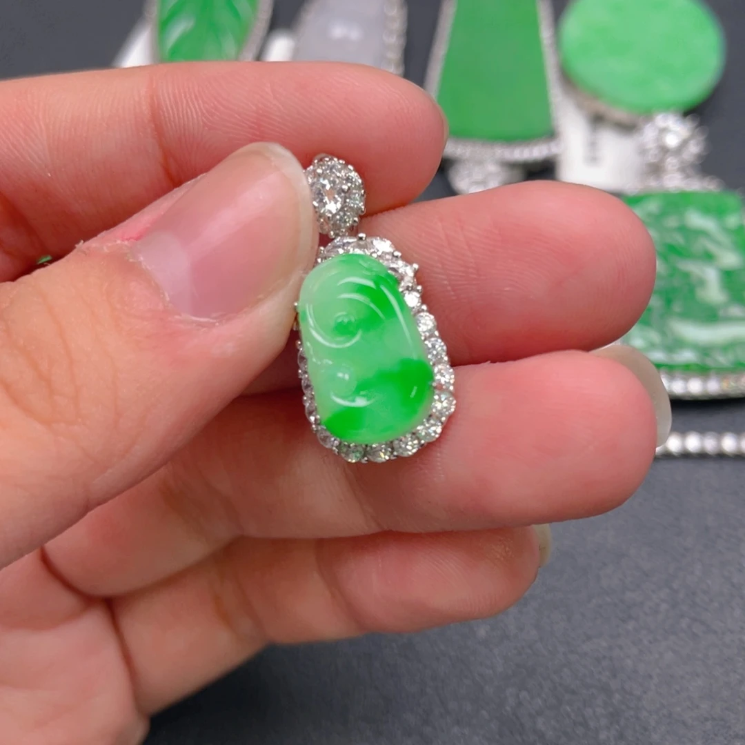 翡翠银S925镶嵌吊坠(不含链)