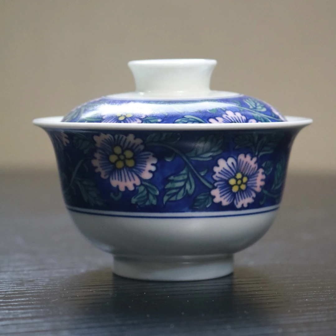 雨溪 蓝萦粉华盖碗 YX10575