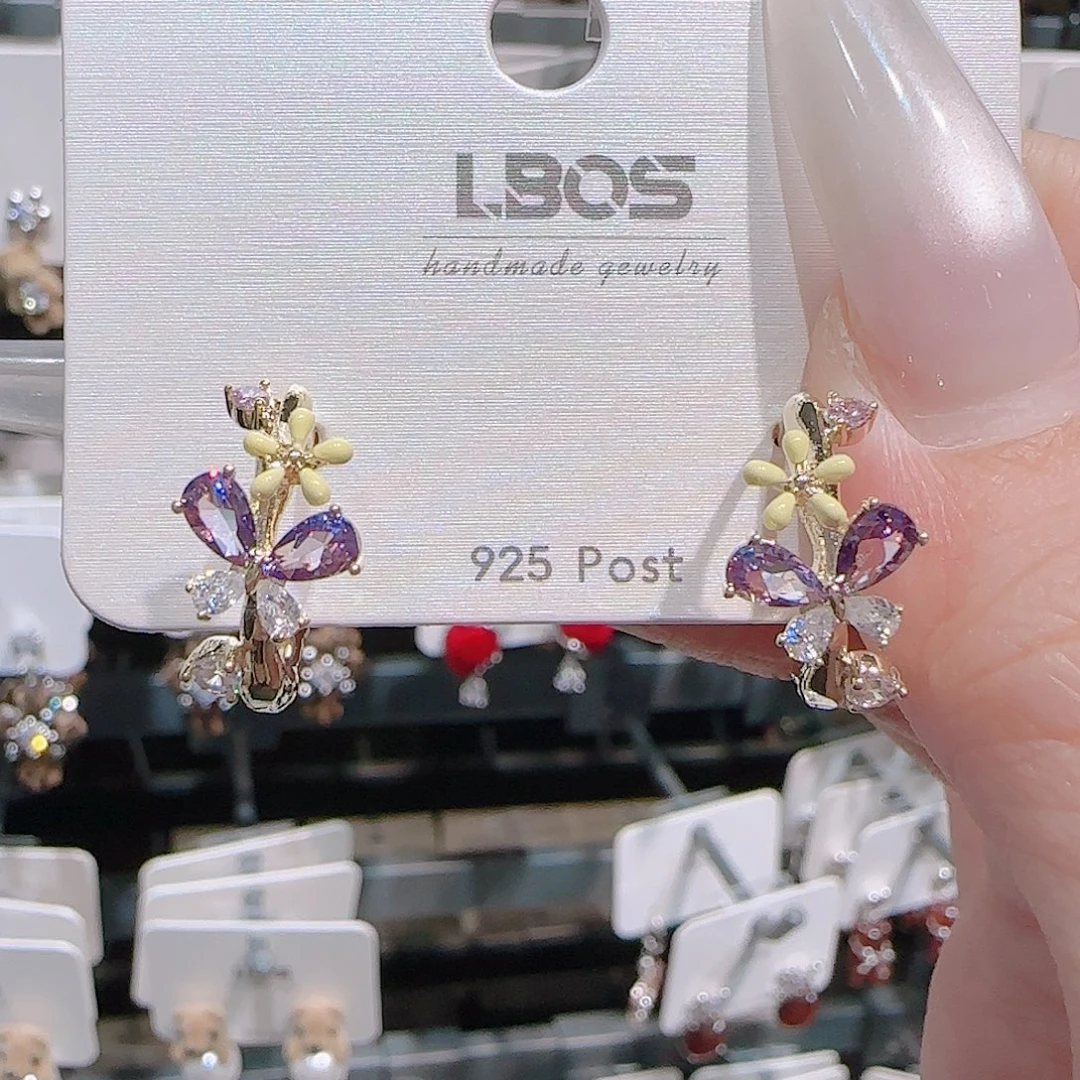 锆石铜合金925银耳环