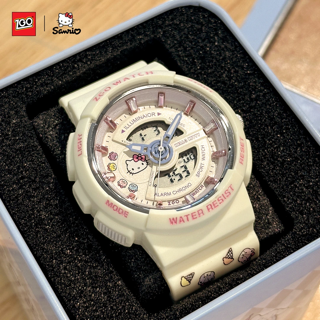 正港ZGOxHelloKitty电子表女款学生初高中潮防水夜光运动手表女生