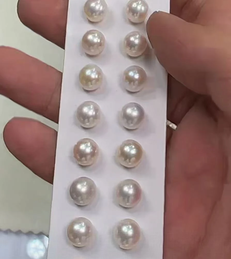 【北野珠宝】天然淡水无核珍珠耳钉-B07H-479多样性发一7mm+