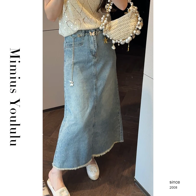 【mimius】琳琳 复古高腰流苏设计显瘦半身裙(含腰带) WG03103