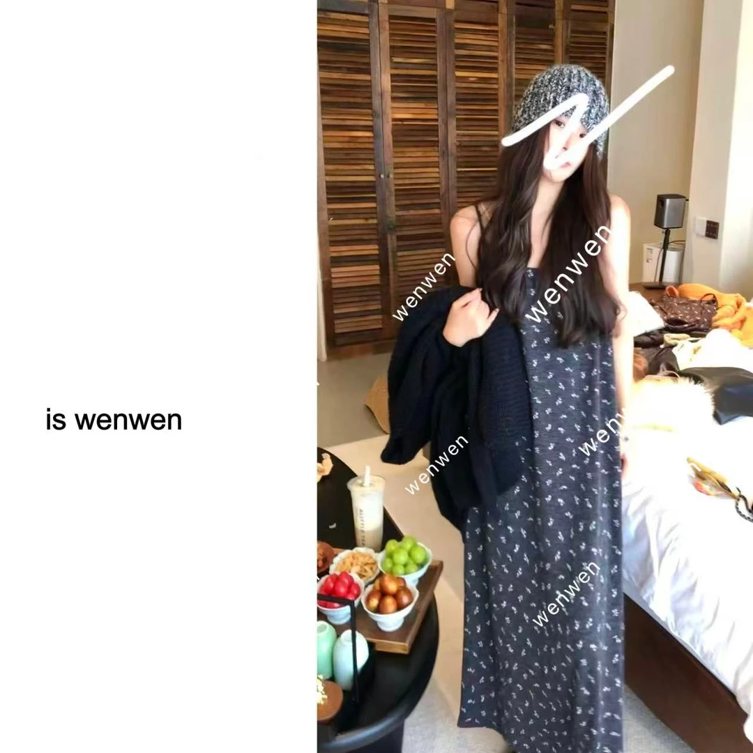 【WEN】磨坊舞会 秋季新款复古印花慵懒感时尚百搭吊带裙 YS1060