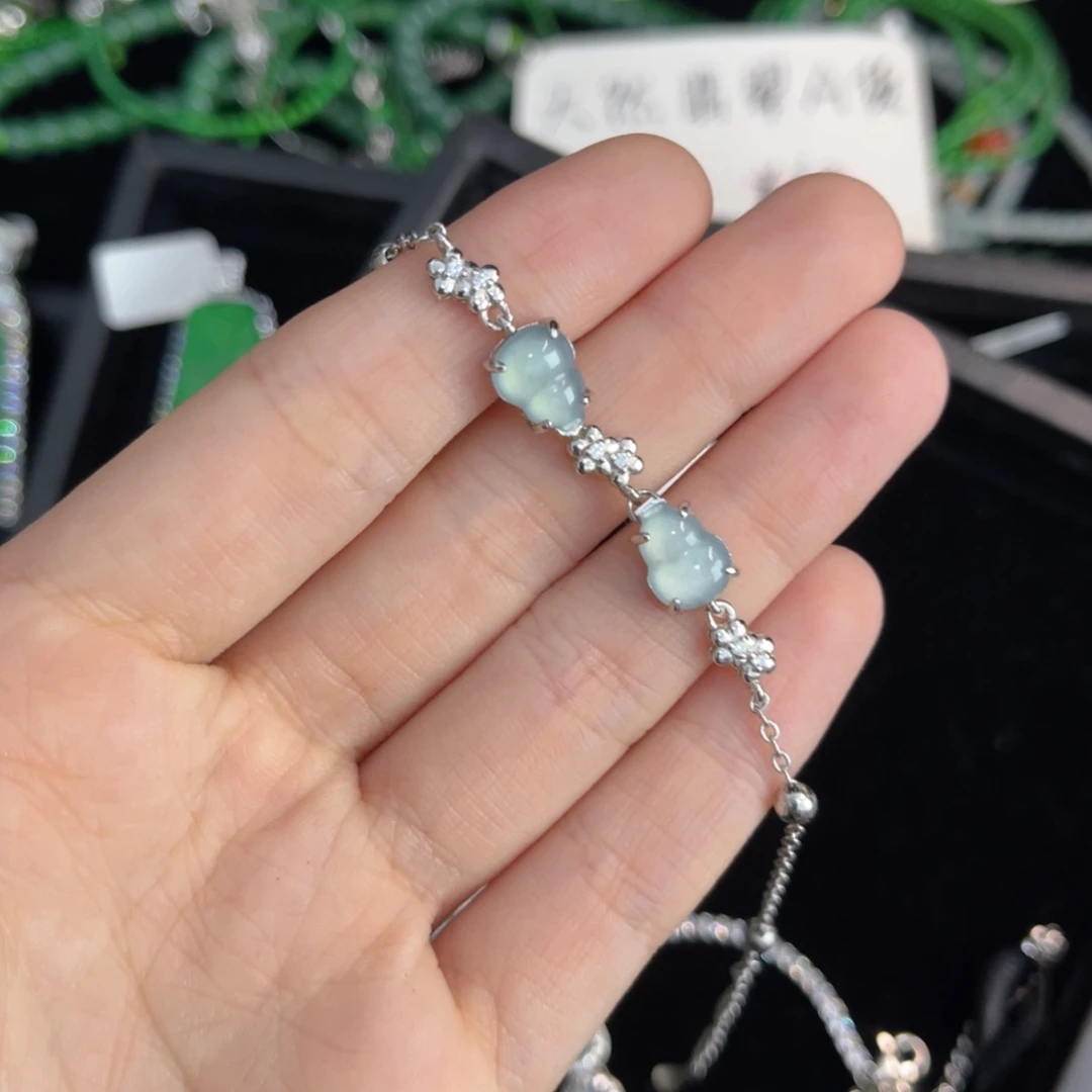 银S925镶嵌戒指翡翠葫芦手链