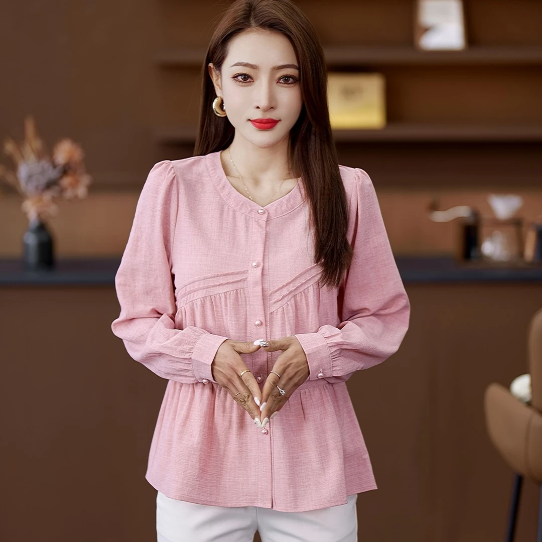 【有间】长袖纽扣衬衫时尚宽松女士2025年春秋季衬衣洋气显瘦上衣