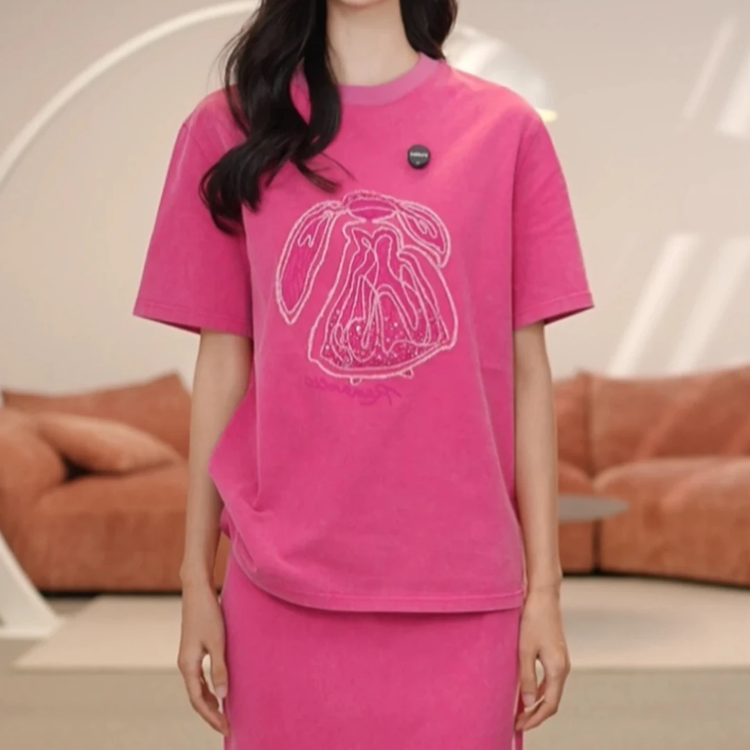 limil/丽米儿秋季新款经典女款棉质短袖圆领百搭套头T恤930029
