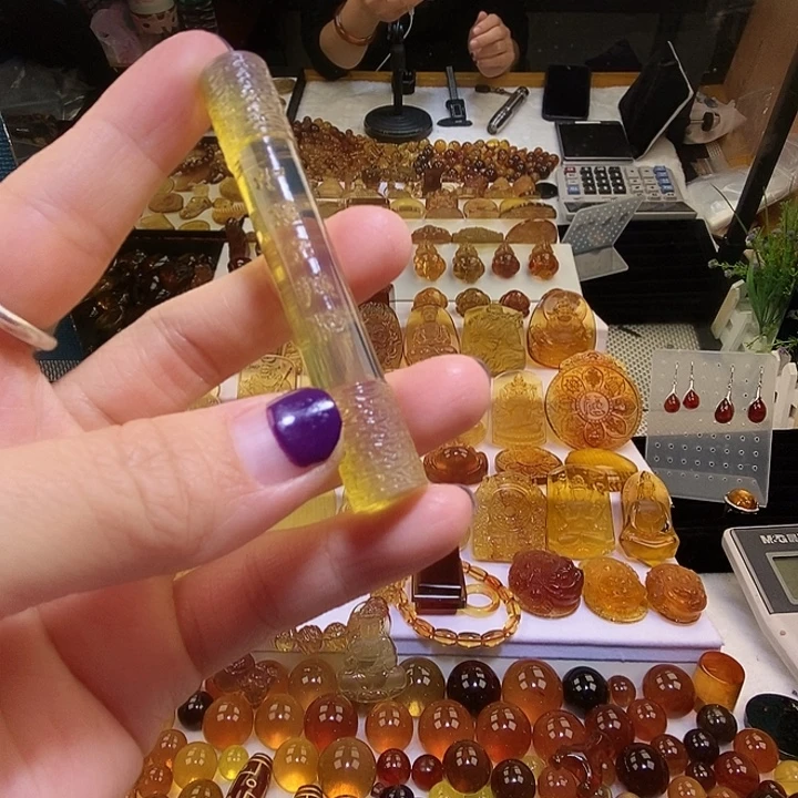 琥珀未镶嵌吊坠(不含链)天然缅甸琥珀金珀如意金箍棒