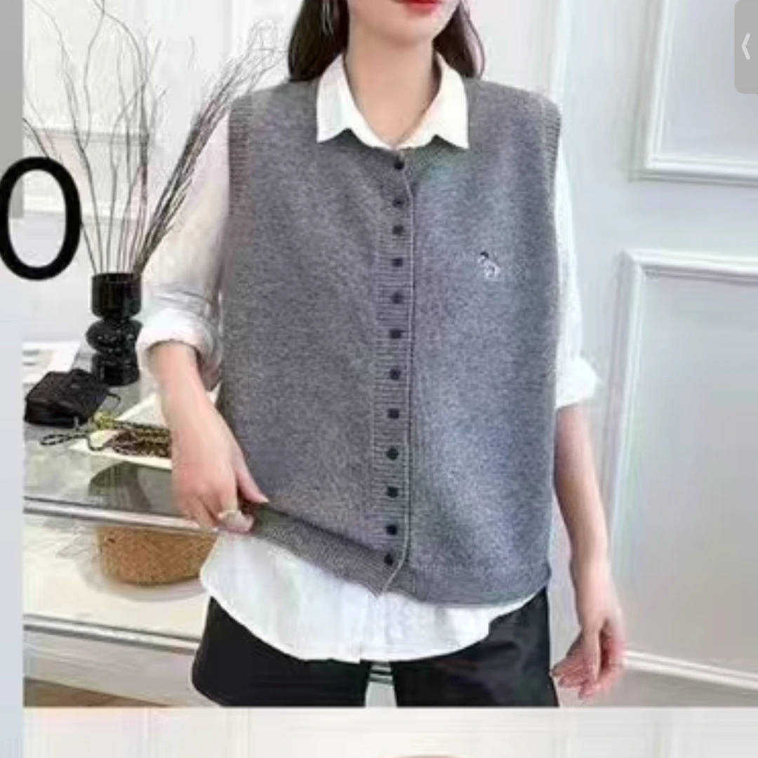 【纬尔飞】2025春夏韩版宽松时尚马甲单排扣多扣内搭外穿背心坎肩