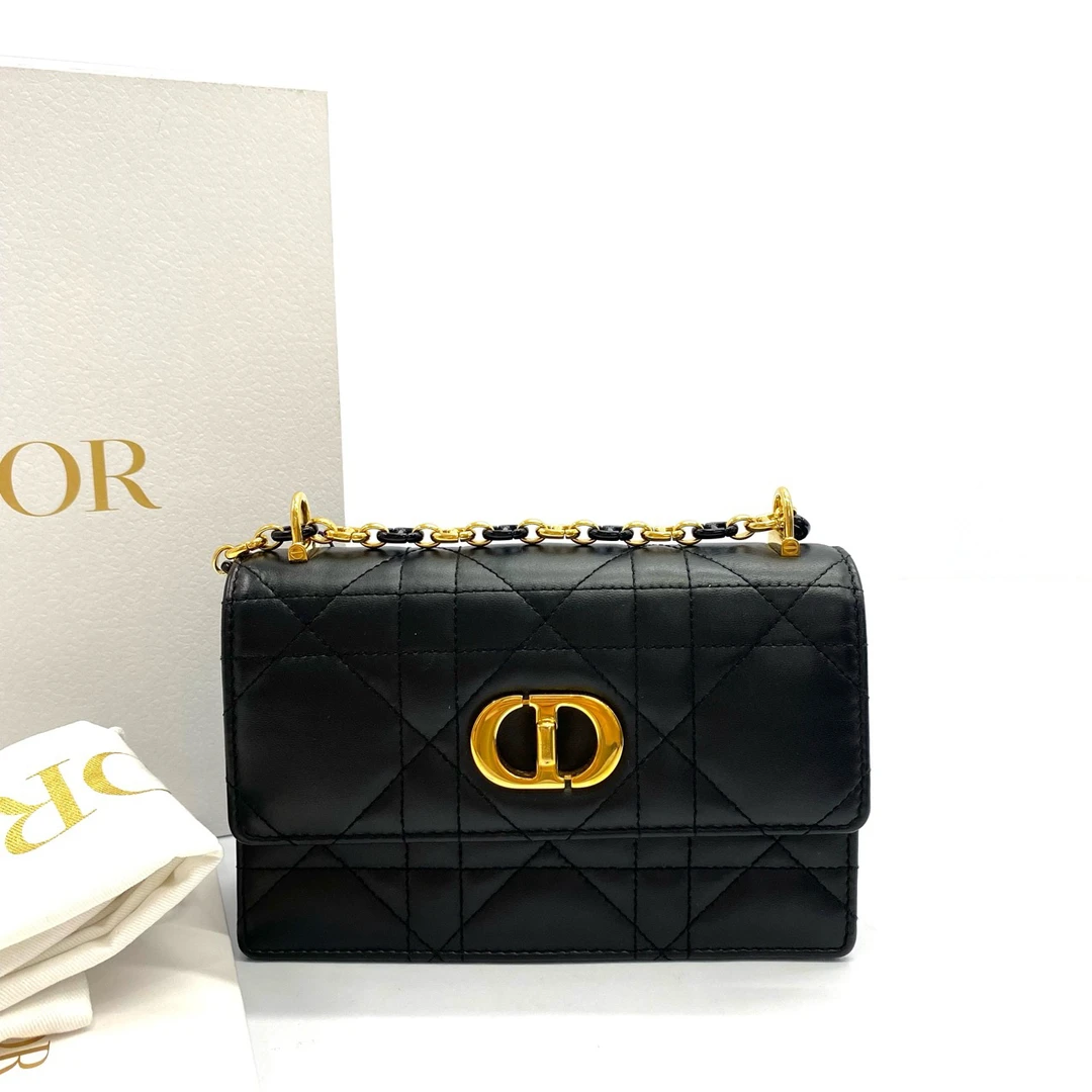95新 DIOR/迪奥 98新 Miss Caro 藤格纹黑金链条单肩斜挎包