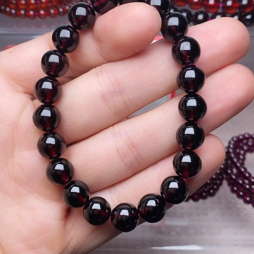 紫***鲤手链未镶嵌石榴石卡9酒红