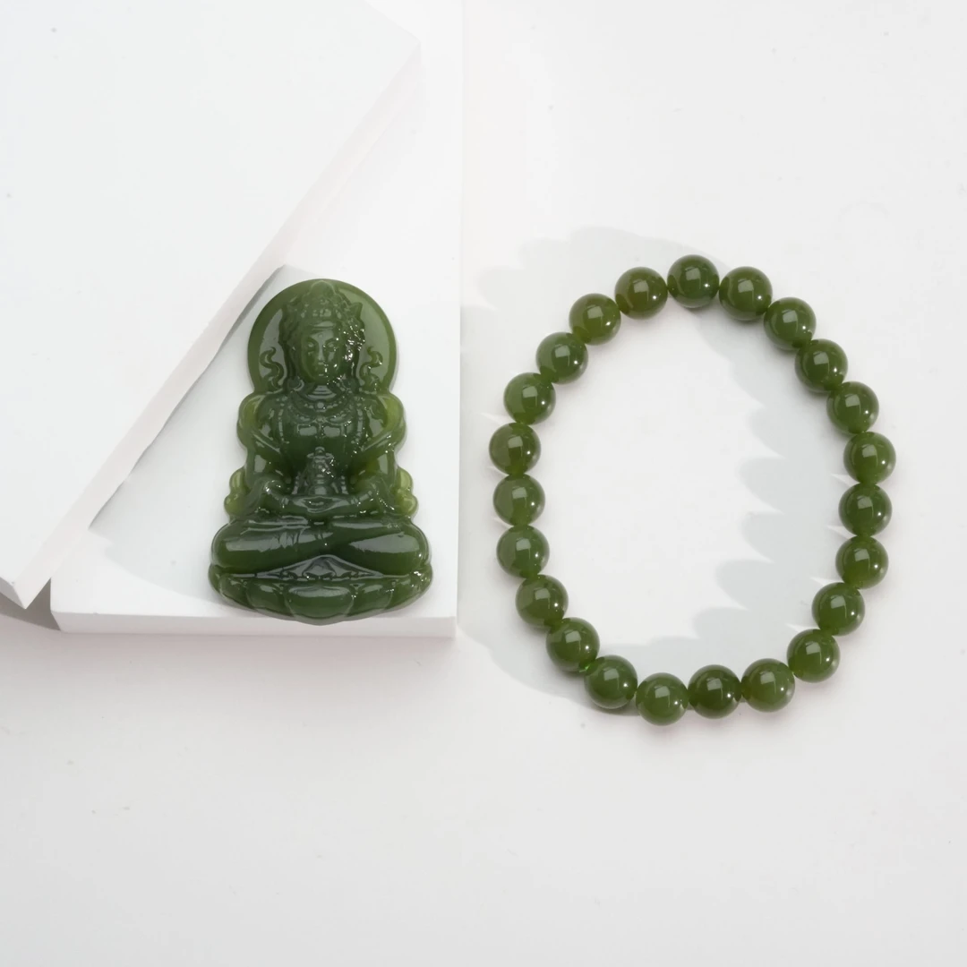 【小北严选】和田玉两件套带绳【多样性发一件】-AH10X1077