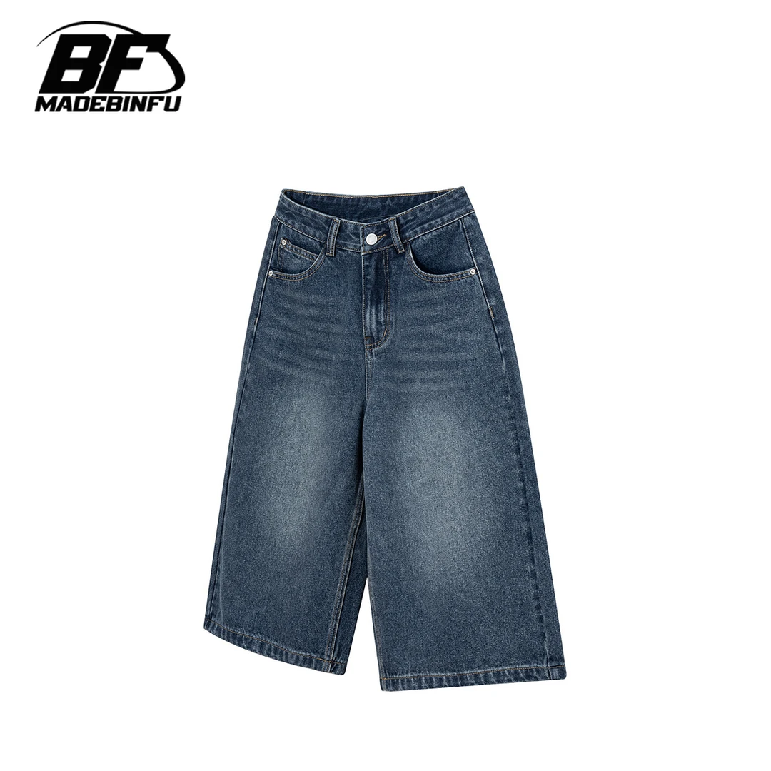 BINFU 自制 2025年夏季新款男女同款宽松百搭牛仔七分裤子