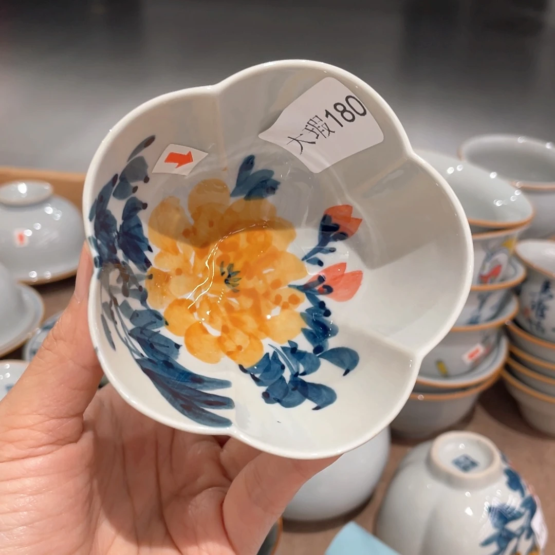釉下彩纯手绘有瑕