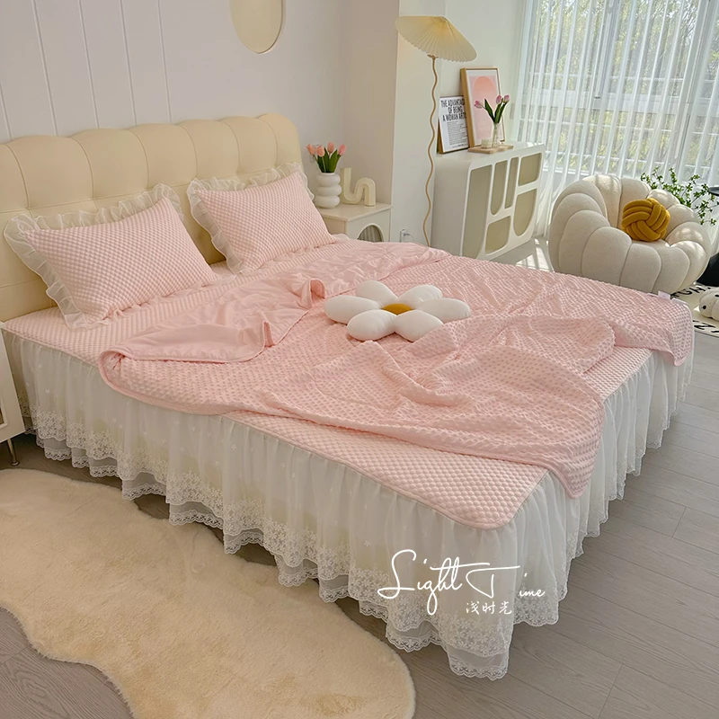【A类母婴级】冰豆豆凉席三件套仙女风床裙款软凉席空调席可水洗