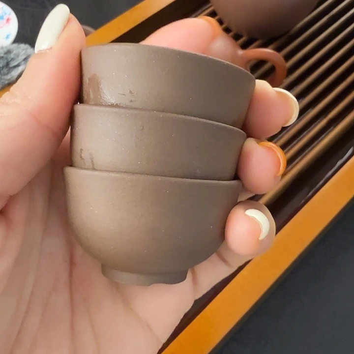 紫砂茶杯工夫茶杯子3个容量18cc