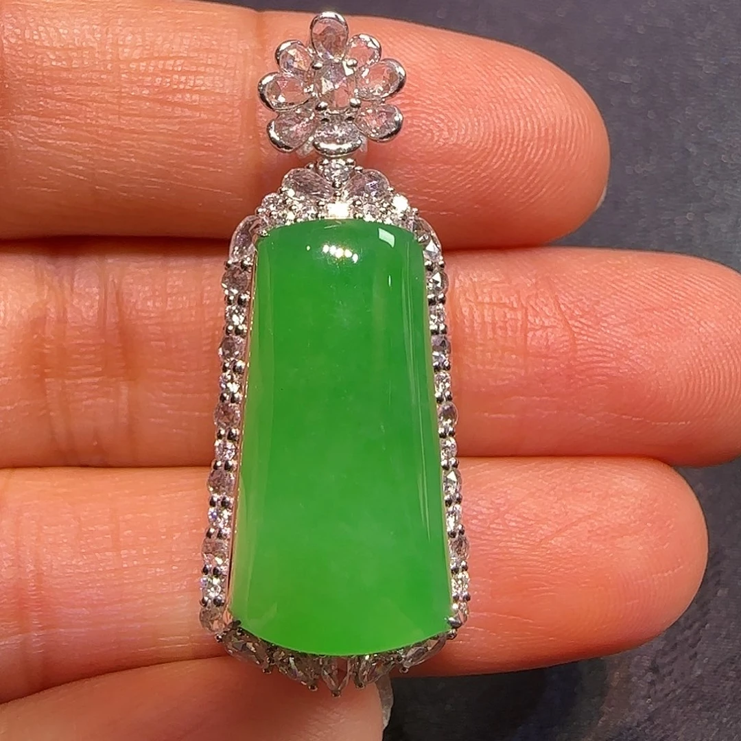 翡翠18K金镶嵌吊坠(不含链)