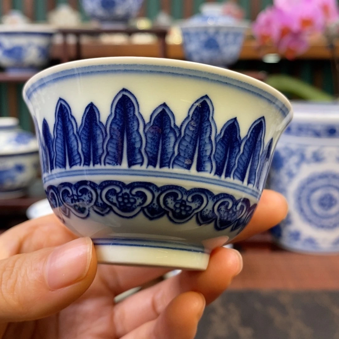 手工陶瓷如意芭蕉叶杯