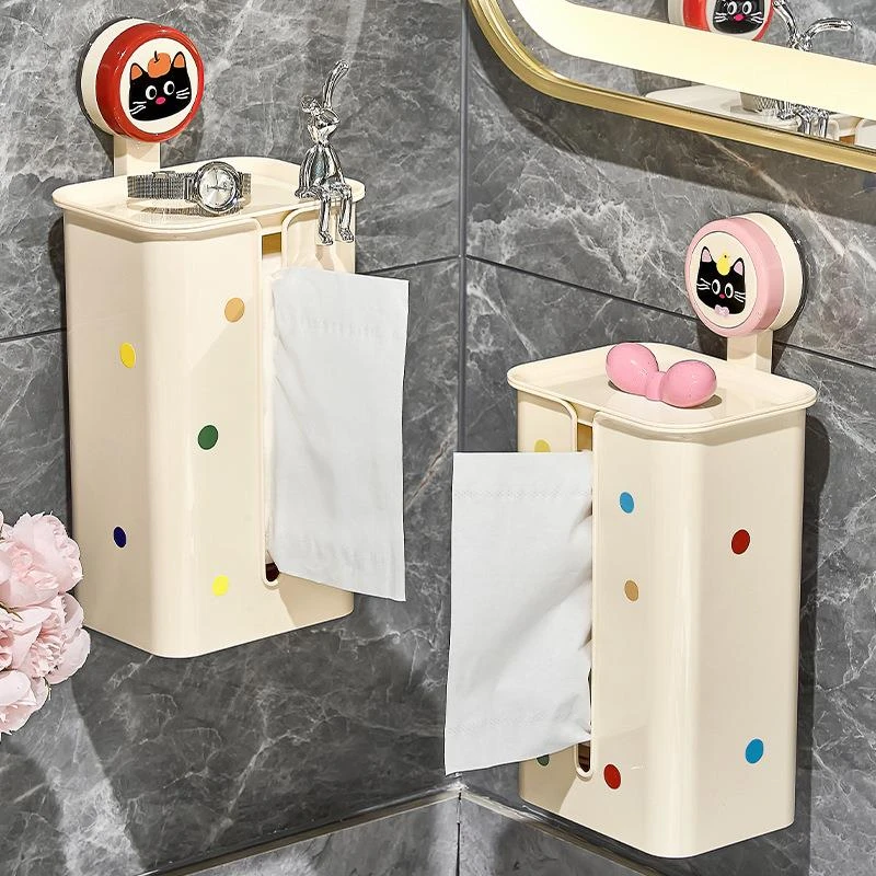 吸盘卫生间厕纸盒洗脸巾收纳盒壁挂式2025新款厕所浴室防水抽纸盒