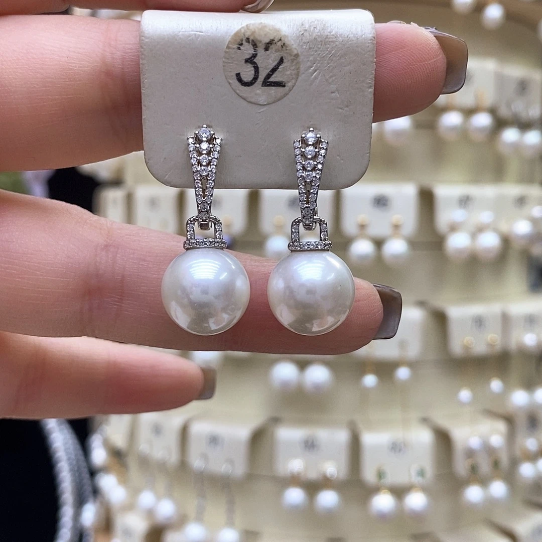 淡水珍珠耳饰银S925镶嵌