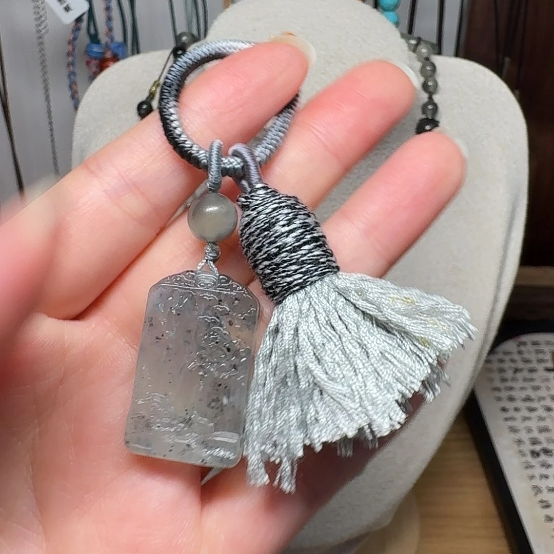 蛇纹石玉合金吊坠(赠链)钥匙扣