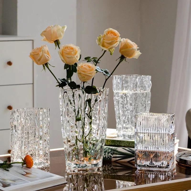 【掬涵】轻奢高级冰川花瓶ins风高颜值玻璃透明插花水培鲜花装饰