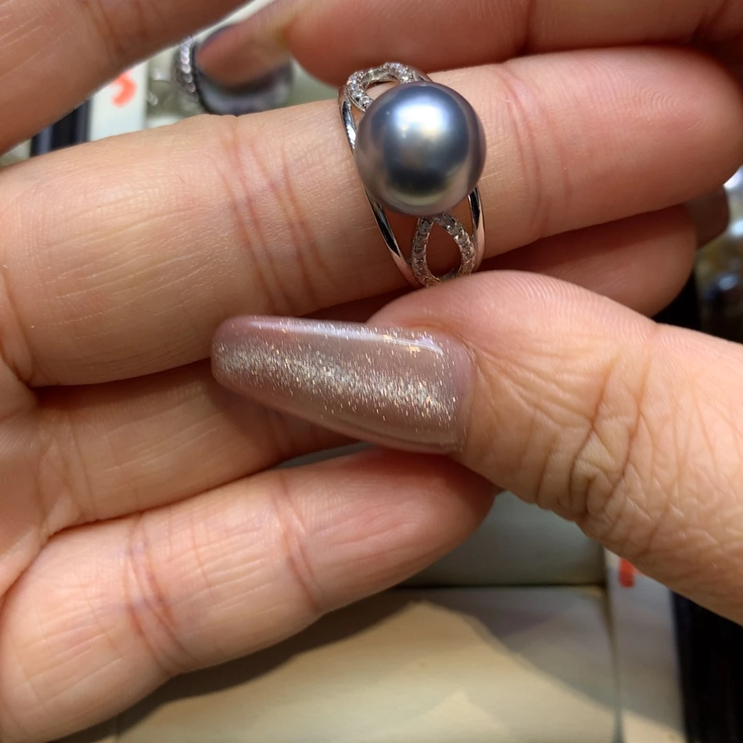 银S925镶嵌戒指海水珍珠