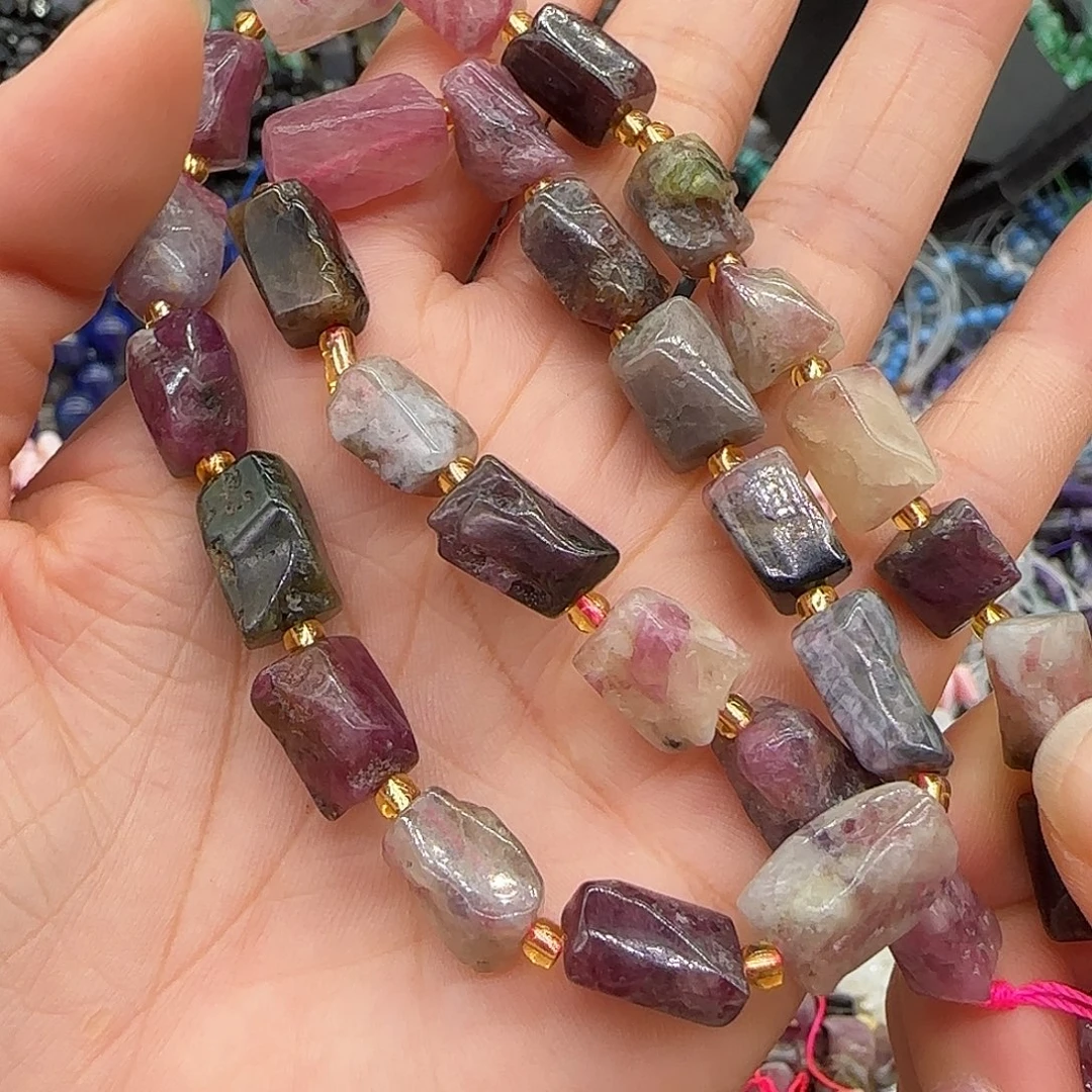 玛瑙/玉髓合金珠宝半成品碧玺7mm一条原石