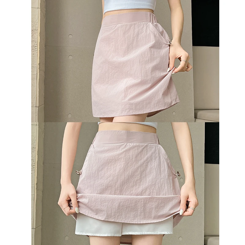 粉色速干工装半身裙女夏季2025新款显瘦小个子a字短裙辣妹包臀裙
