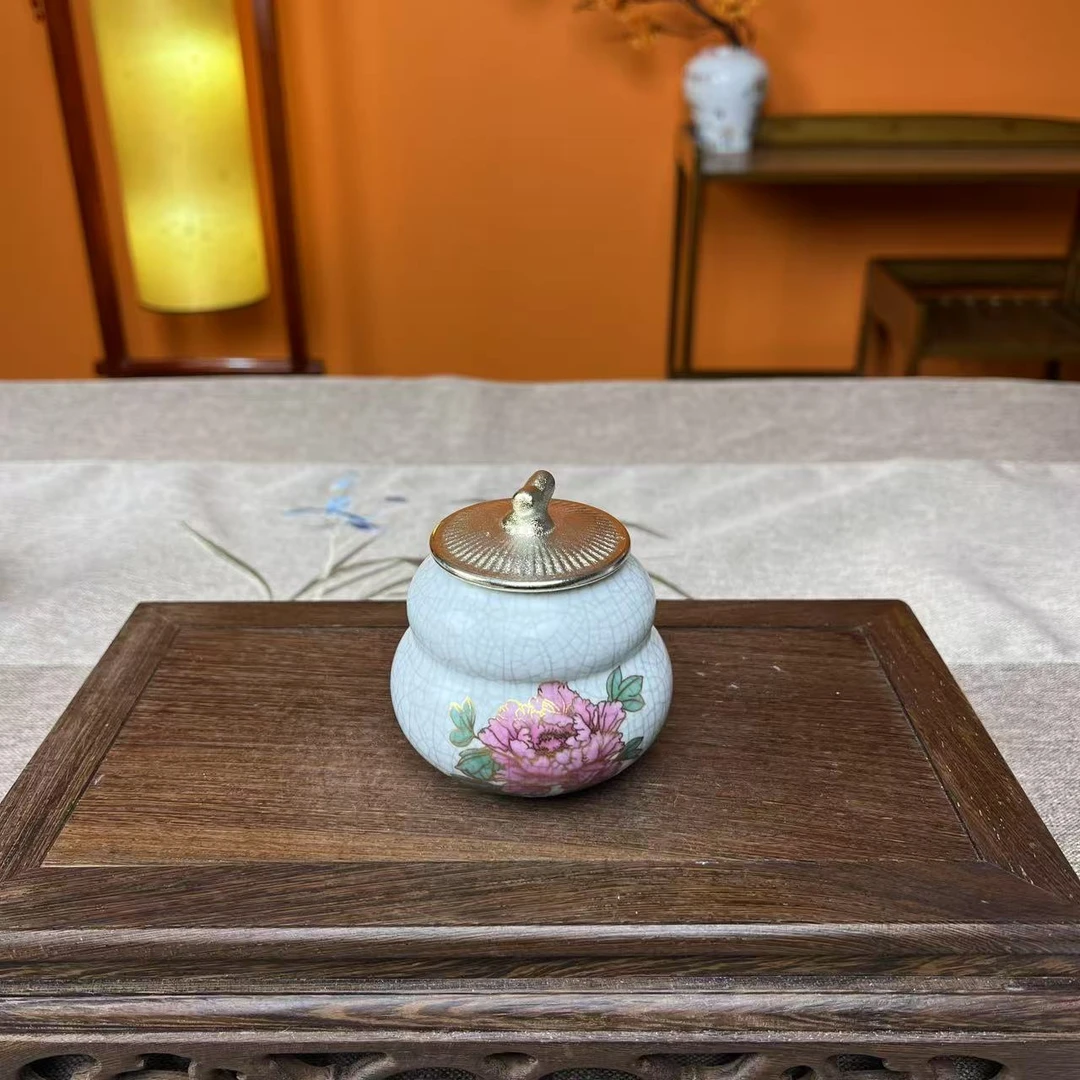 哥窑牡丹花茶叶罐-G1712叁