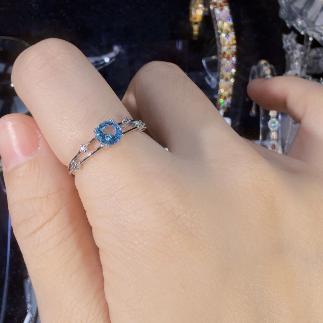 戒指托帕石银S925镶嵌