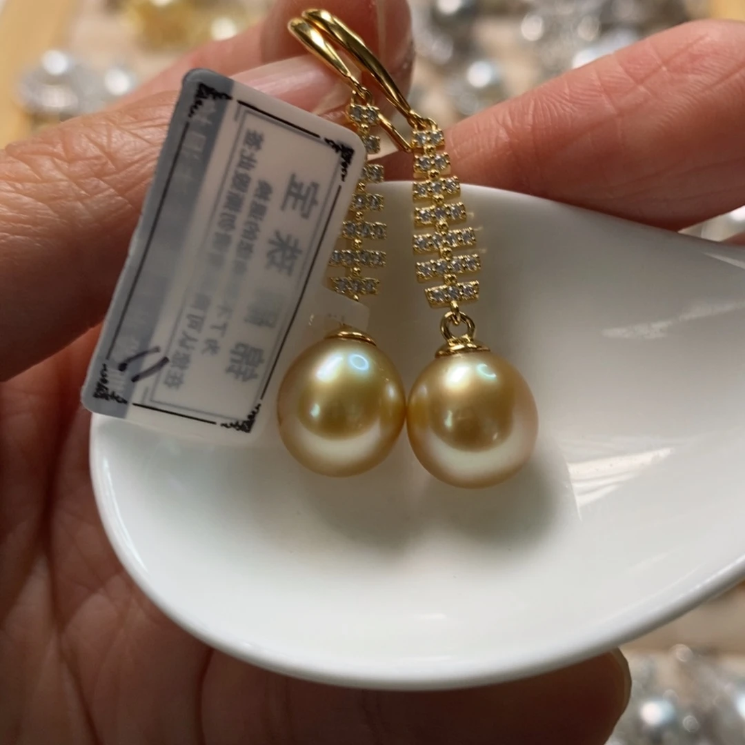 海水珍珠耳饰银S925镶嵌