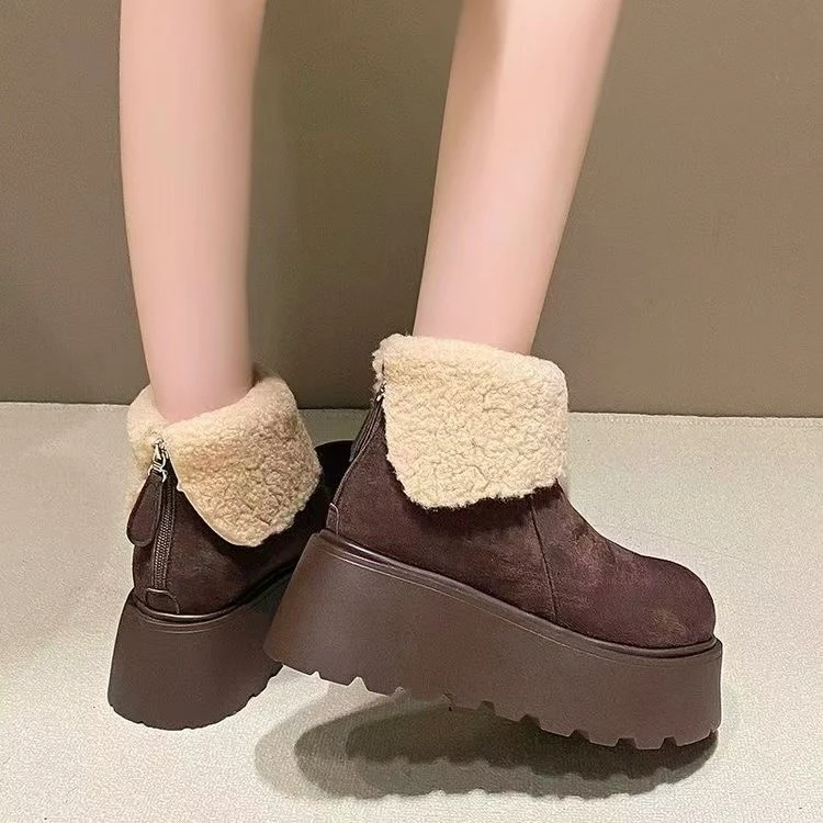 冬季新款百搭加绒厚底雪地靴-3670-3