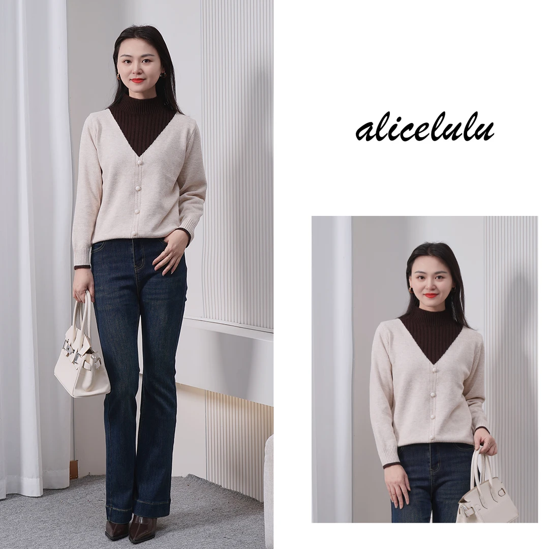 alicelulu 知性叠影.保暖针织衫 撞色假两件高级感 S2145598K