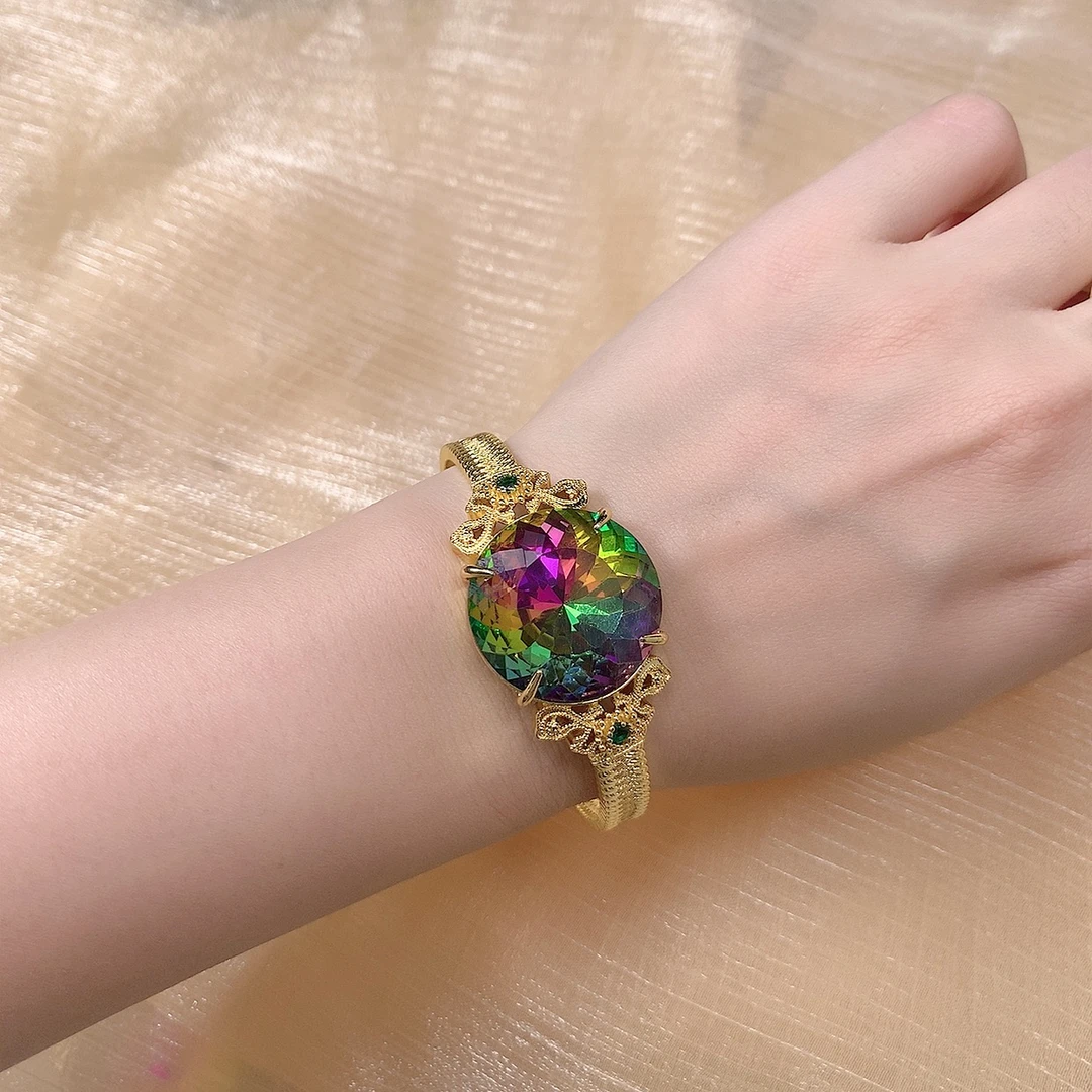 铜合金手镯 经典百搭高级手工气质炫彩绿轻奢596手镯紫色