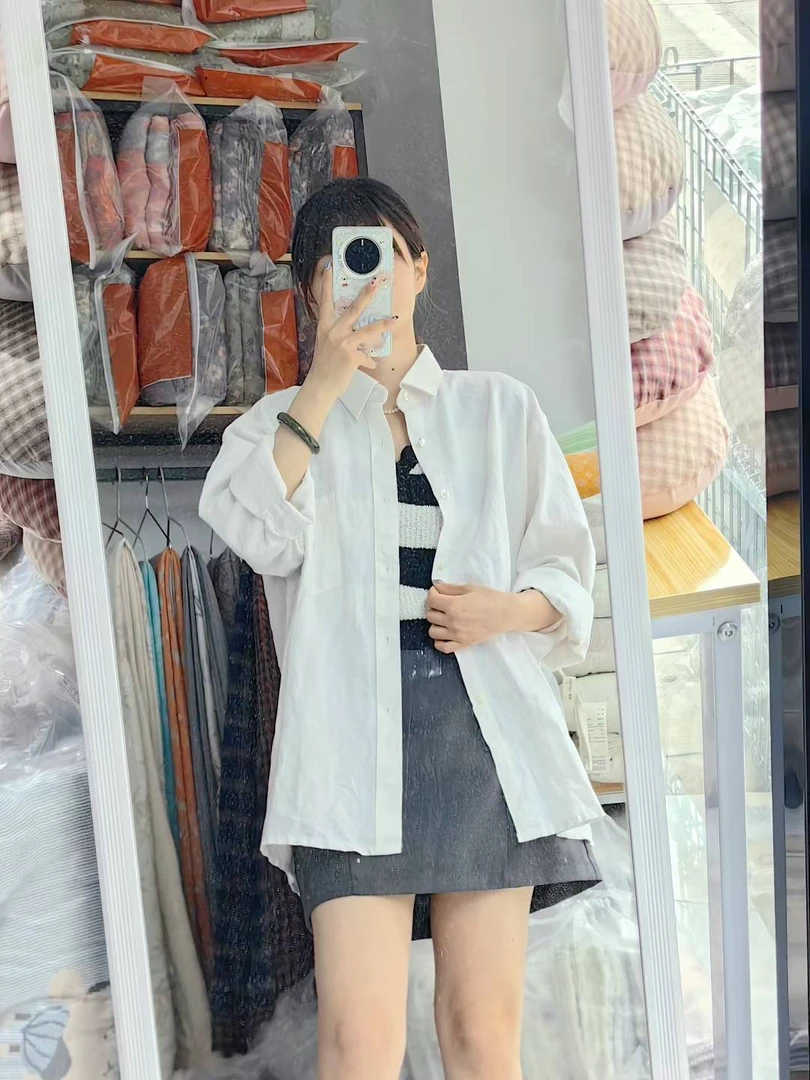 高级感简约纯棉双层纱布女士春秋夏季长袖宽松睡衣套装