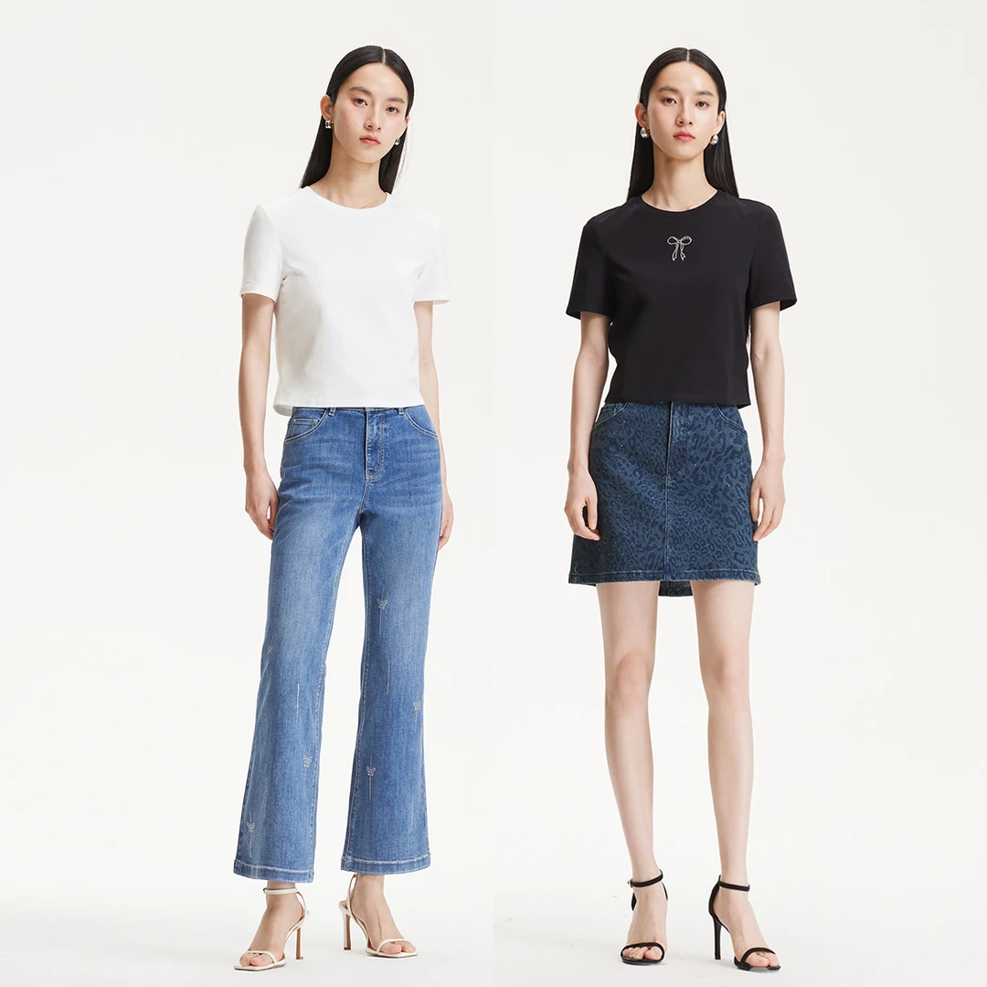 Vero Moda欧若风T恤女【百利甜】烫钻蝴蝶结图身T恤百搭325101050