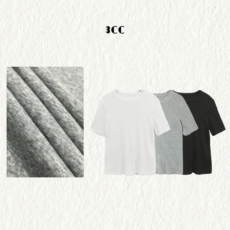 3CC【经典一直穿3.0】纯色圆领结构线T恤上衣软糯亲肤打底8887