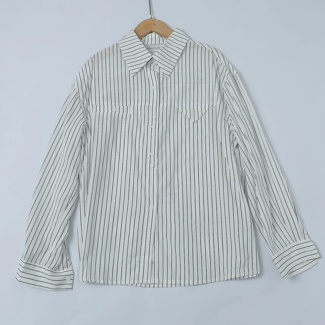 D11P-R-8178 轻薄凉爽不闷热！夏季女士时尚简约百搭条纹衬衫