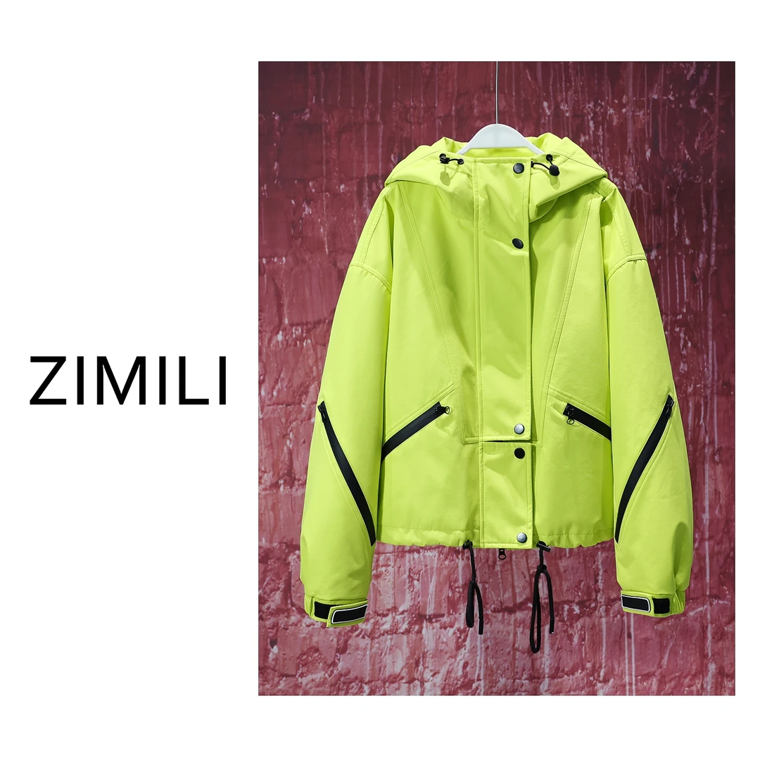 【LIANG哥女装】2024秋冬《碧玉妆成一树高》苹果绿连帽冲锋衣5707