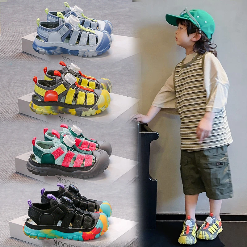 儿童溯溪鞋男童迷彩凉鞋2025夏季新款女童包头休闲鞋中大童沙滩鞋