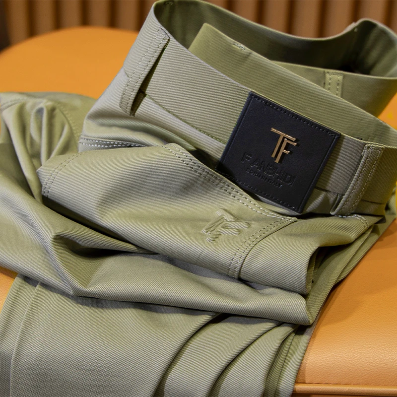 轻奢级夏季薄款冰丝四面弹力免烫商务休闲裤男修身小直筒西裤男士