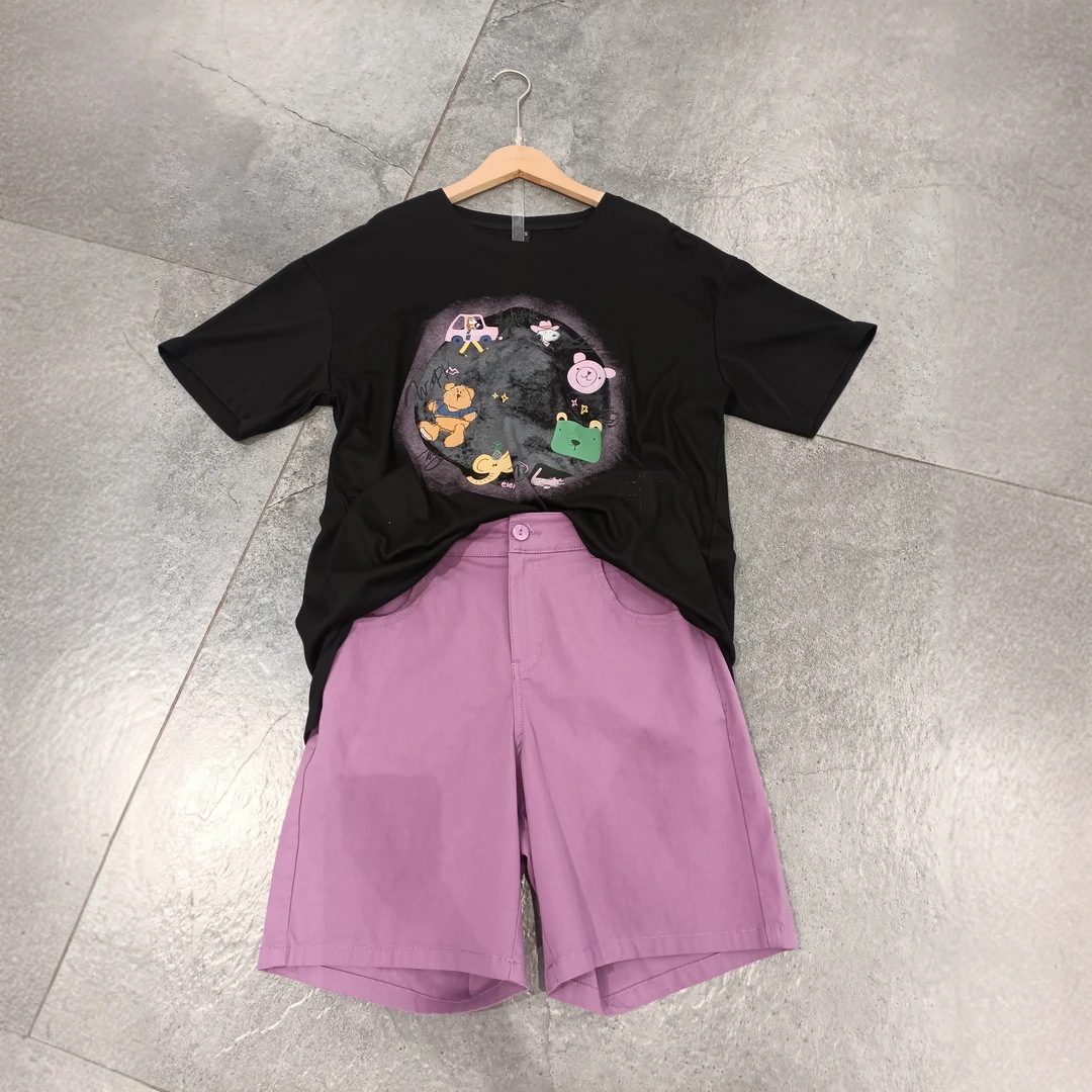 【水淼】0782休闲时尚宽松潮流大版卡通印花T恤