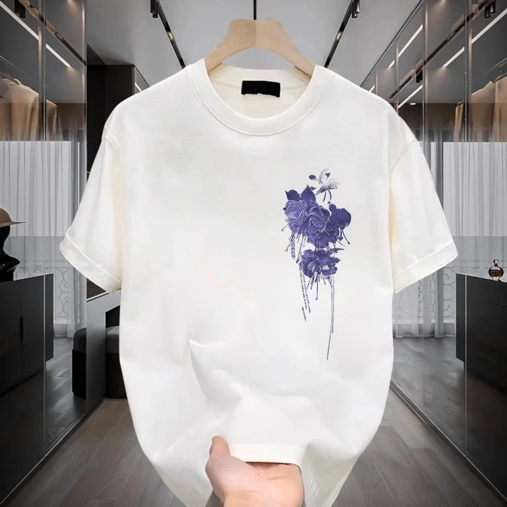 仓石一树夏季潮牌白色美式短袖T恤男女宽松圆领印花上衣痞帅重磅