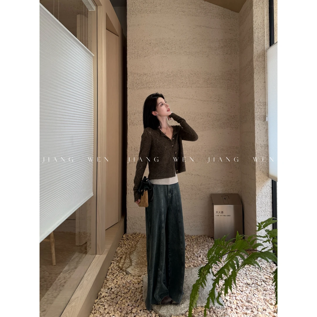 【南城牛仔】设计感廓形慵懒松弛分割阔腿牛仔裤