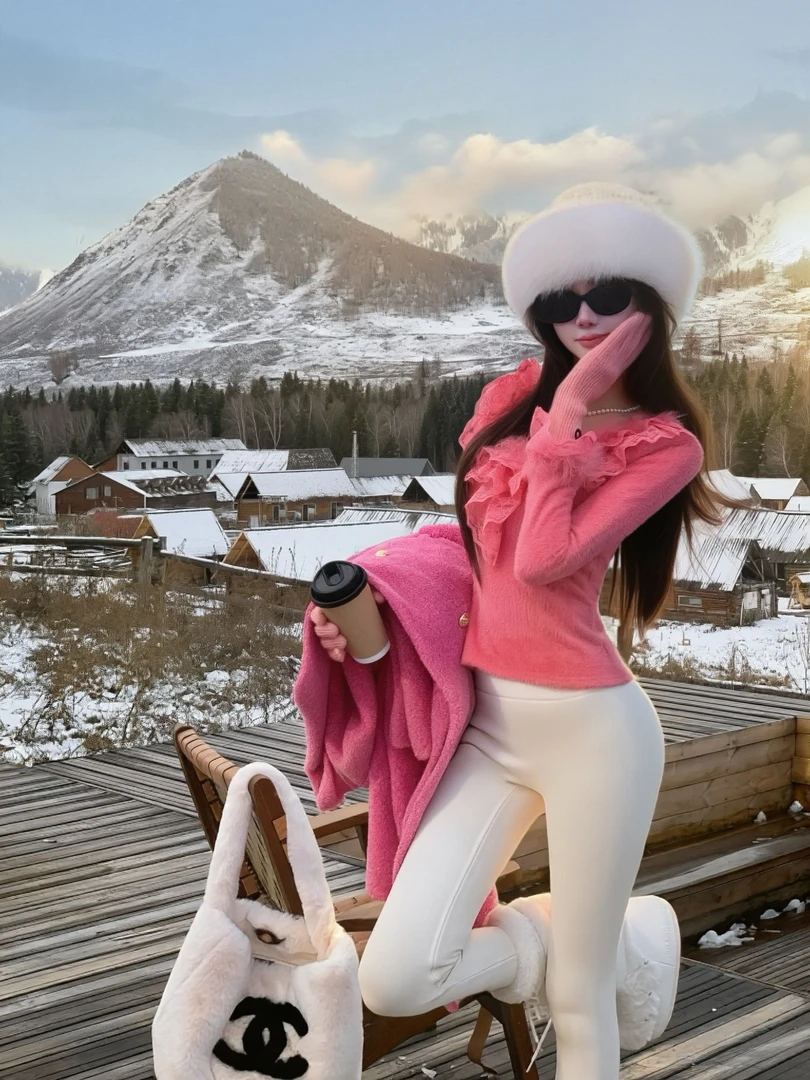 【雅乔定制】娇嗲女人 蕾丝花边长袖针织打底衫连衣裙DYLL-25106601