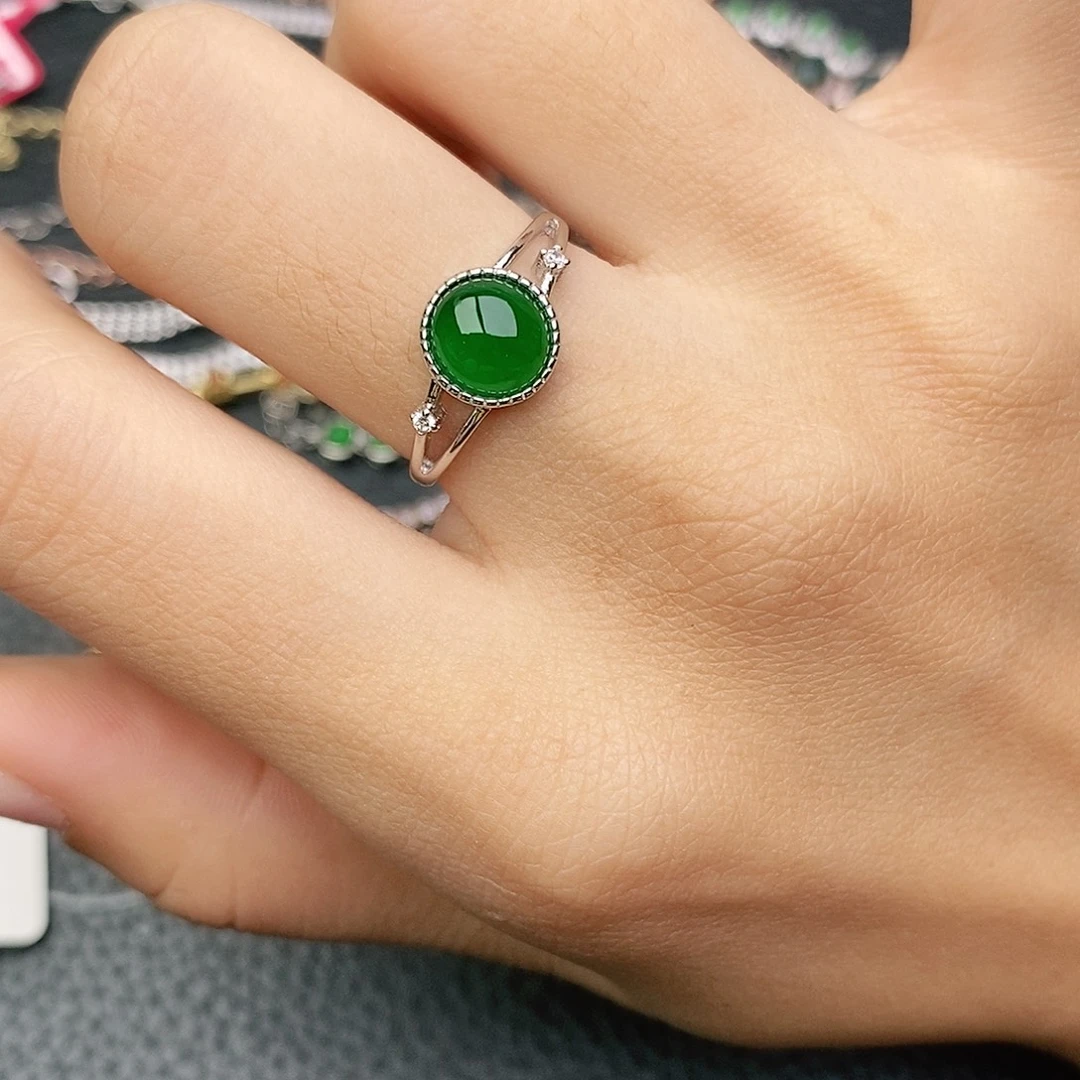 翡翠银S925镶嵌戒指