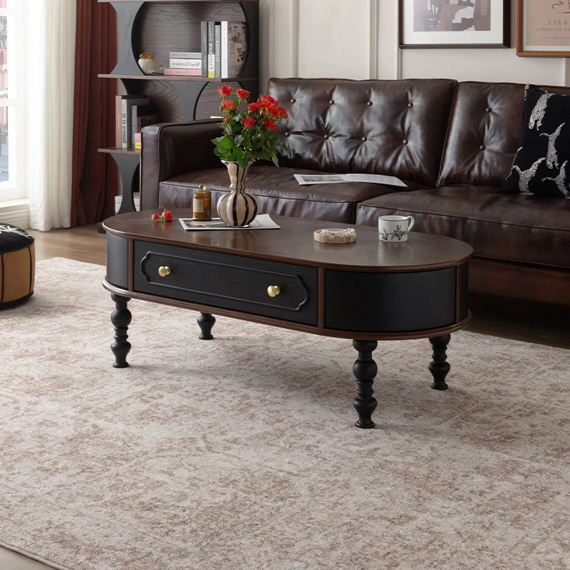 法式中古风茶几方几轻奢咖啡桌边柜钢化玻璃美式简约