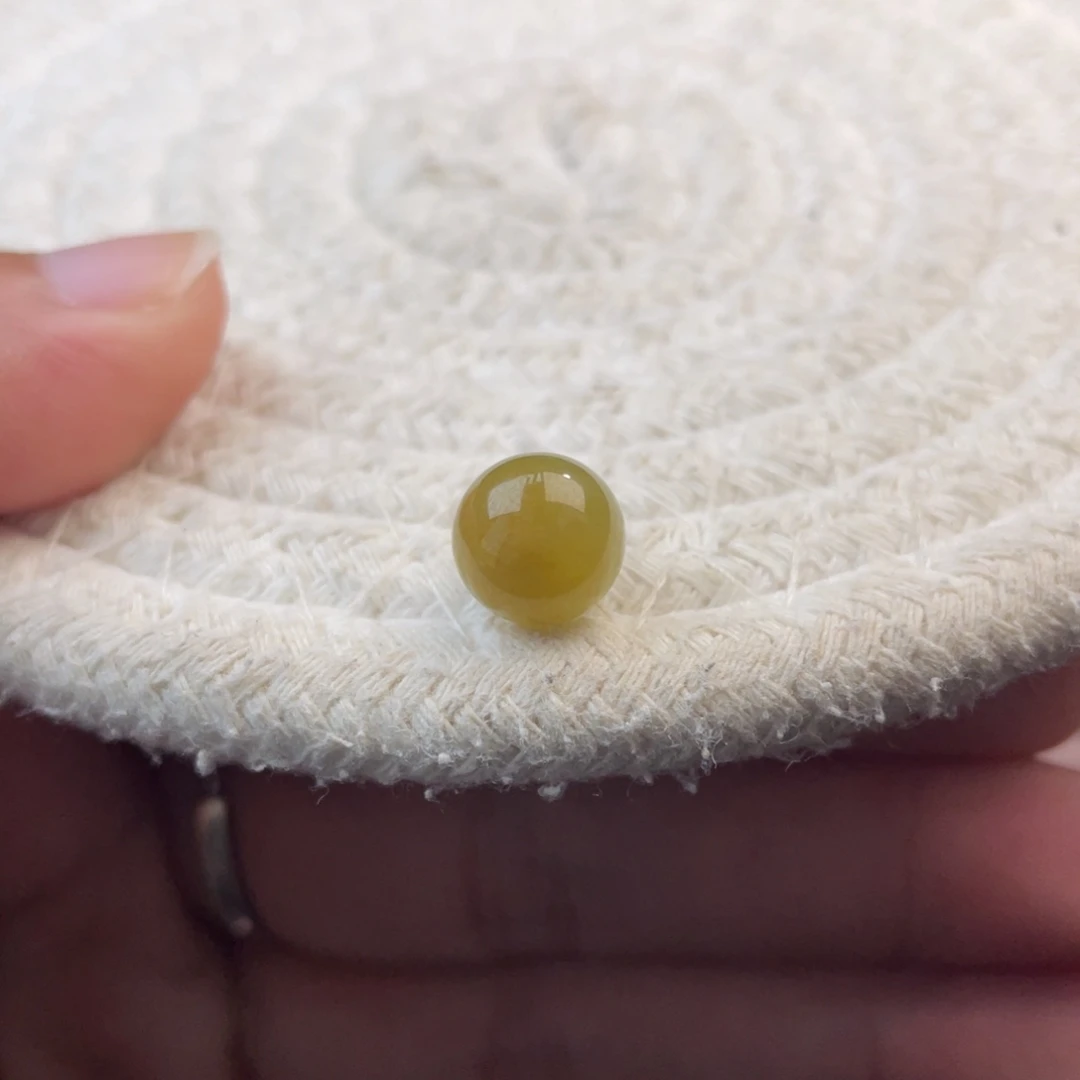 散珠定制翡翠特色黄翡圆珠卡9.1mm