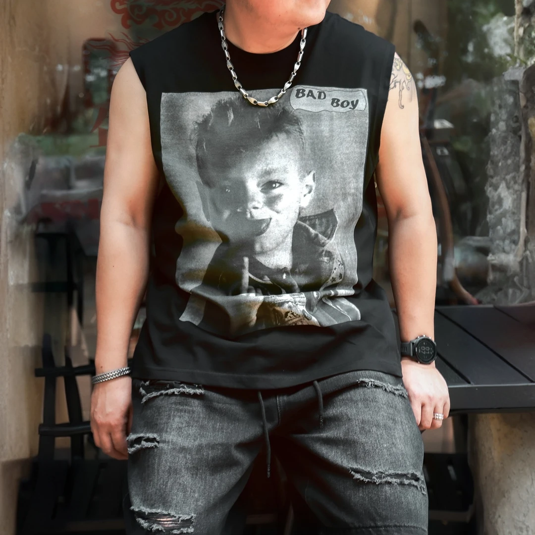 徐天霸大码潮流坎肩透气背心宽松运动休闲健身男士胖子无袖衫