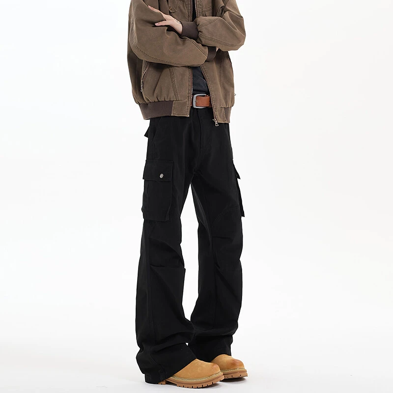 水洗工装裤男美式复古街头cleanfit直筒宽松多口袋休闲阔腿长裤子